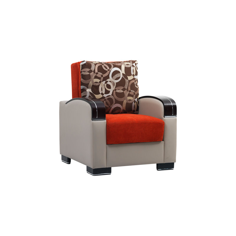 Fauteuil convertible 3-en-1 rembourré en tissu avec rangement Norridge Mobimax, Orange