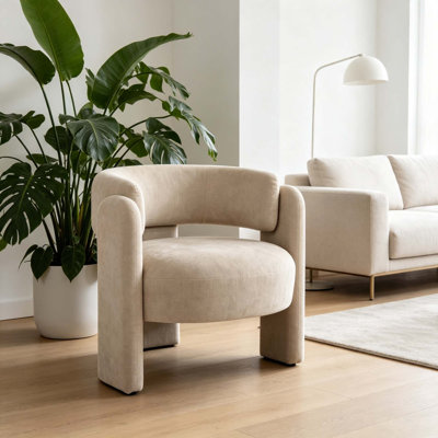 Sculptural Hollow Back Lounge Chair with Curved Comfort