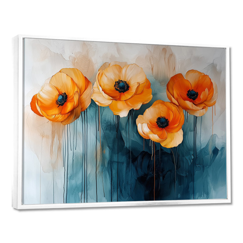 Art mural de salon Ilwain Aqua Bloom of Ranunculus, H 30 po x l 40 po, Impression encadrée flottante, Blanc