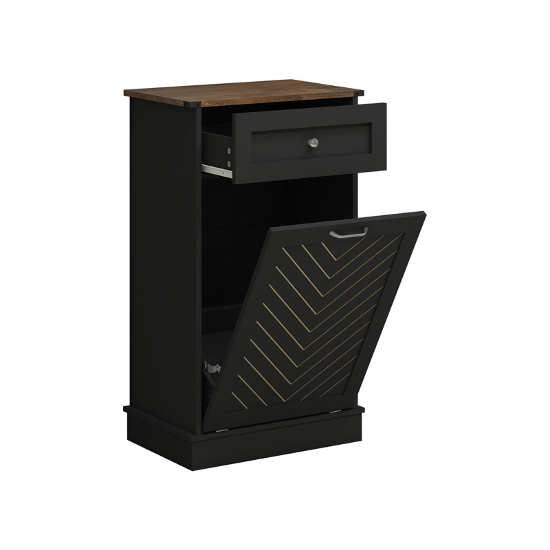 Poubelle en bois manufacturé 10 gallons Alsfeld, H 36 po x l 20,5 po x P 13,5 po, Noir