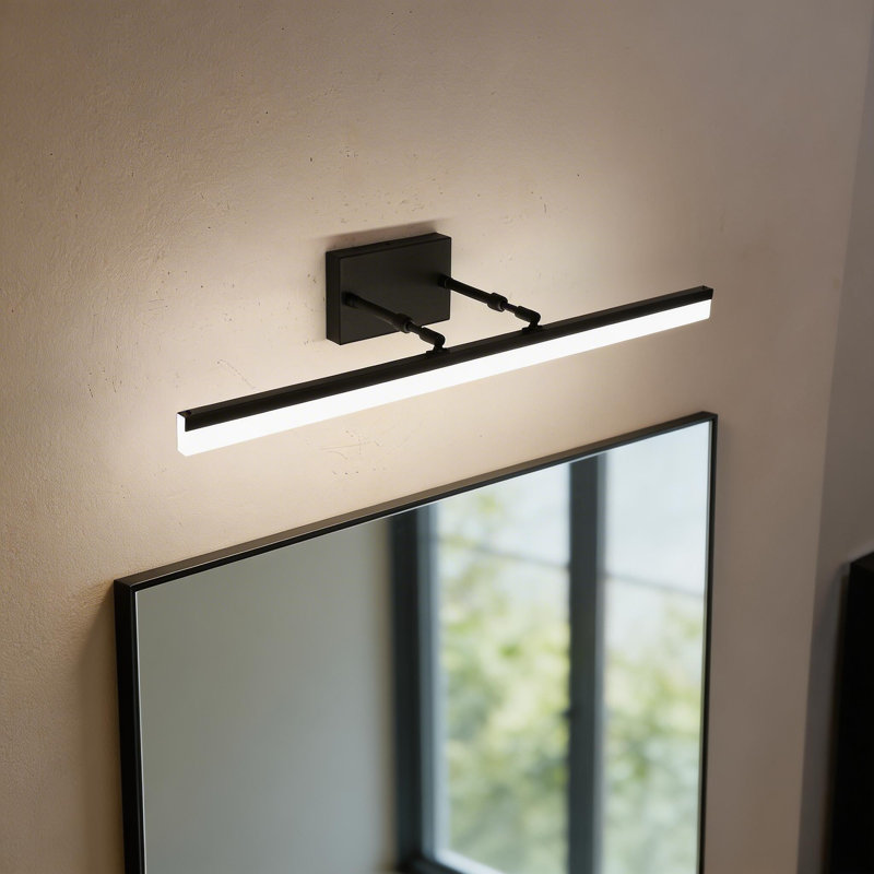 Barre d'éclairage à DEL à intensité variable pour meuble-lavabo, 5500K, 24,02 po de largeur, Noir mat