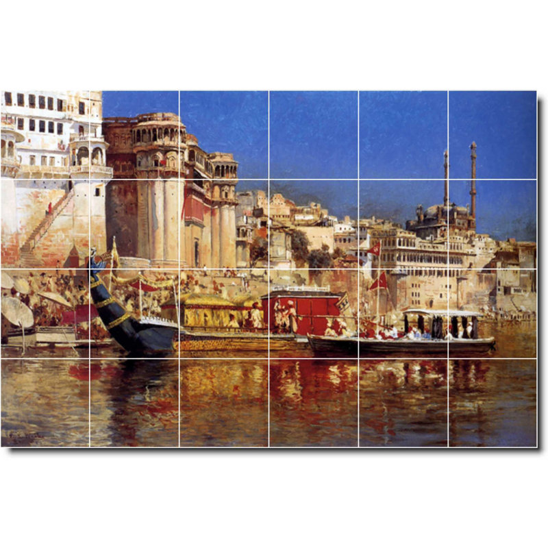 Carrelage mural décoratif en céramique 72 po x 48 po 12 po x 12 po, Edwin Week's Waterfront, peinture W09617