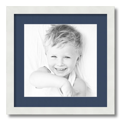 White Wood Matte Picture Frame with Mat