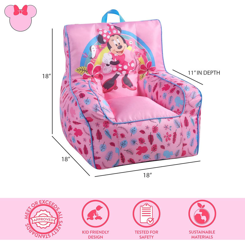 Disney Minnie Mouse Toddler Nylon Bean Bag Chair With Piping & Top Carry Handle