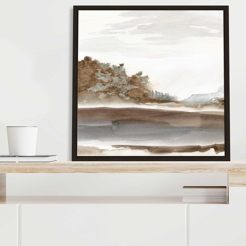 «Mountain Time» par Carol Robinson - Peinture, L 39,5 po x H 39,5 po, Encadrement brun