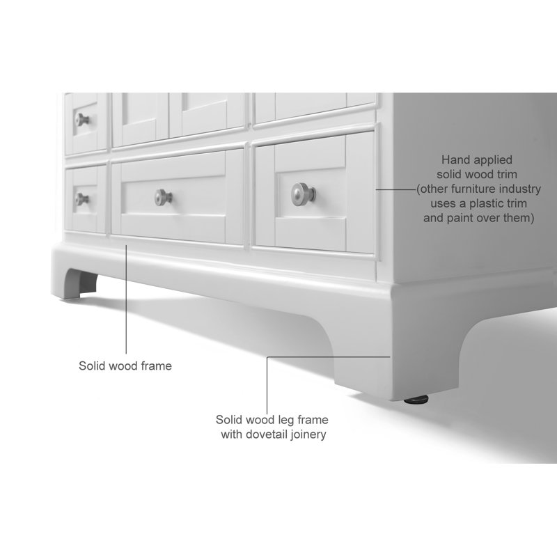 Audrey 60'' W Double Vanity, White, Carrara White, Brushed Nickel