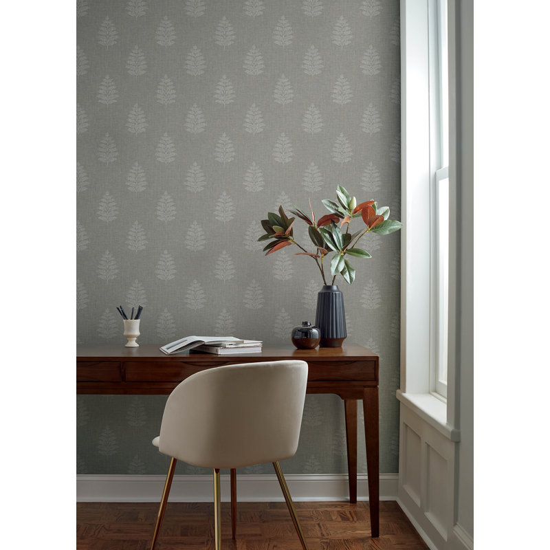 Papier peint feuille de charbon Frond, Gris