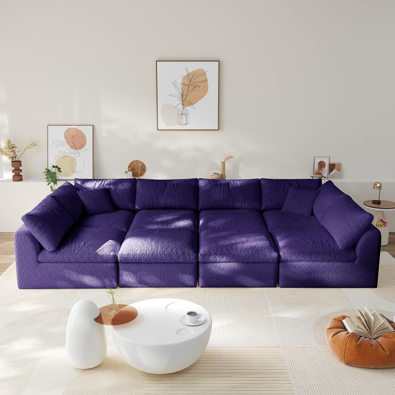 Cloud Boneless Sectional Couches For Living Room, Convertible Couch With Ottoman, Modular Sectional Sofa With Deep Seat,No Assembly Required With Throw Pillows (2 Ottoman)