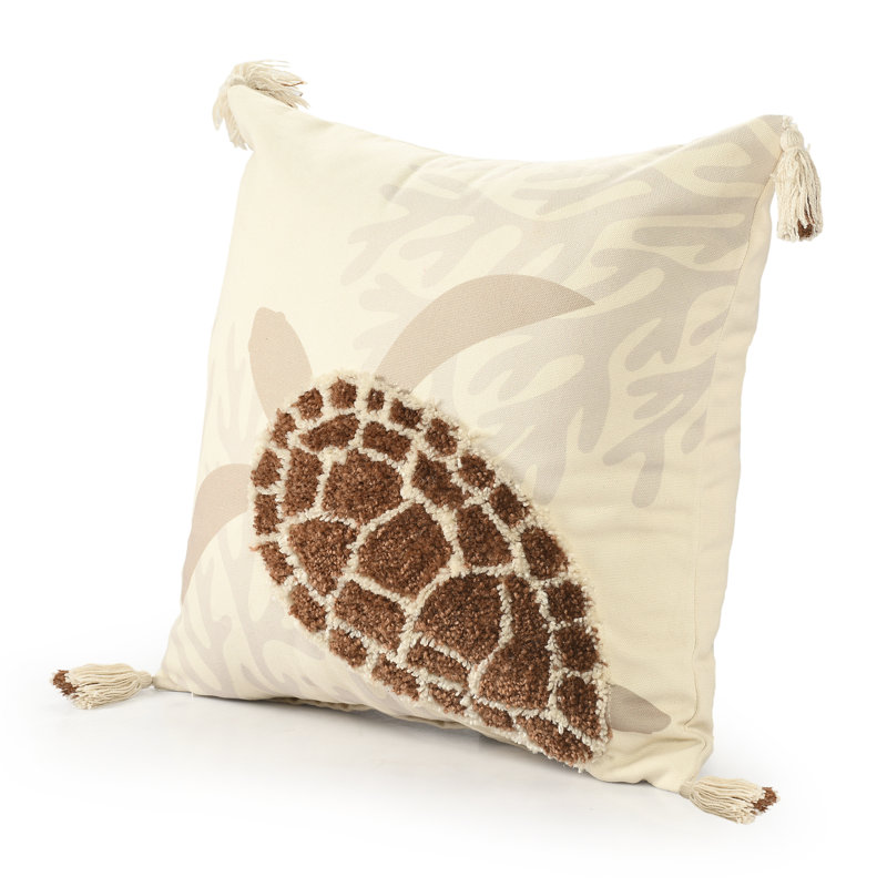 Housse de coussin en polyester orange / beige