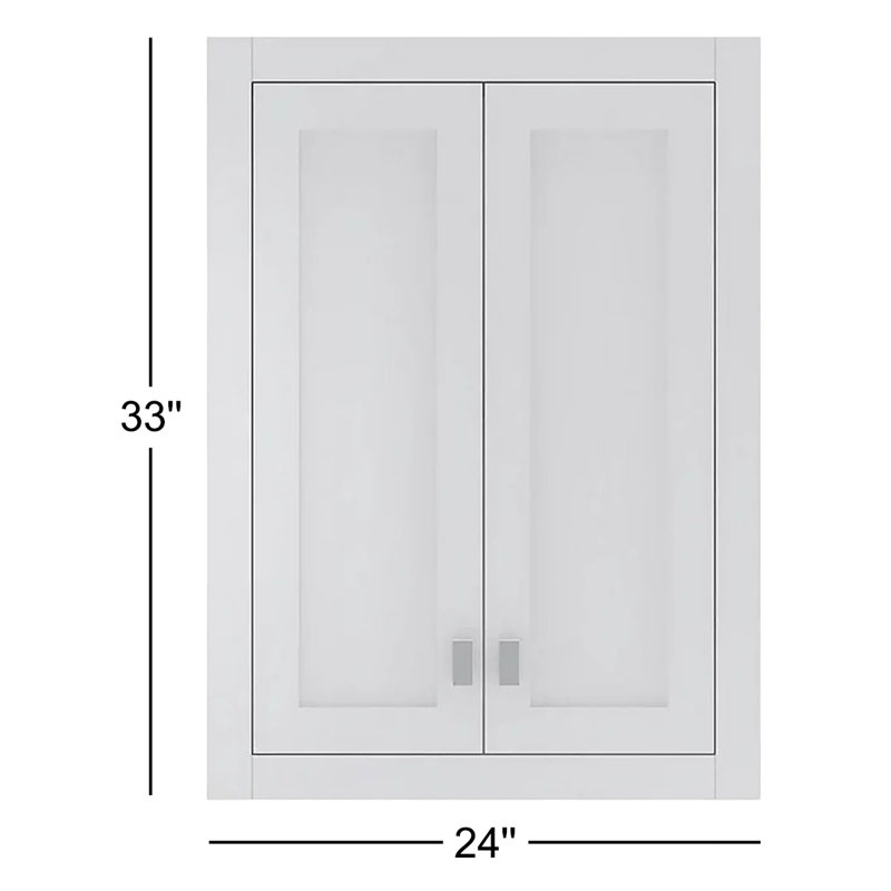 Higuera Solid Wood Bathroom Cabinet, White, 1