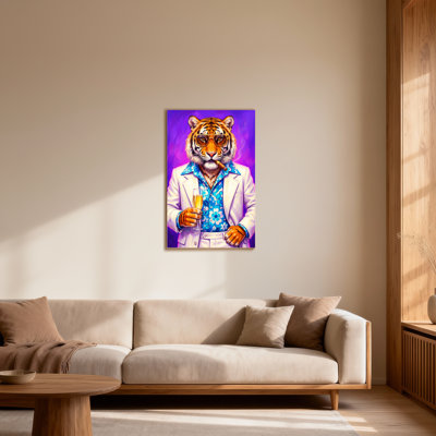 Animals Tiger Wears Suit And Sips Champagne