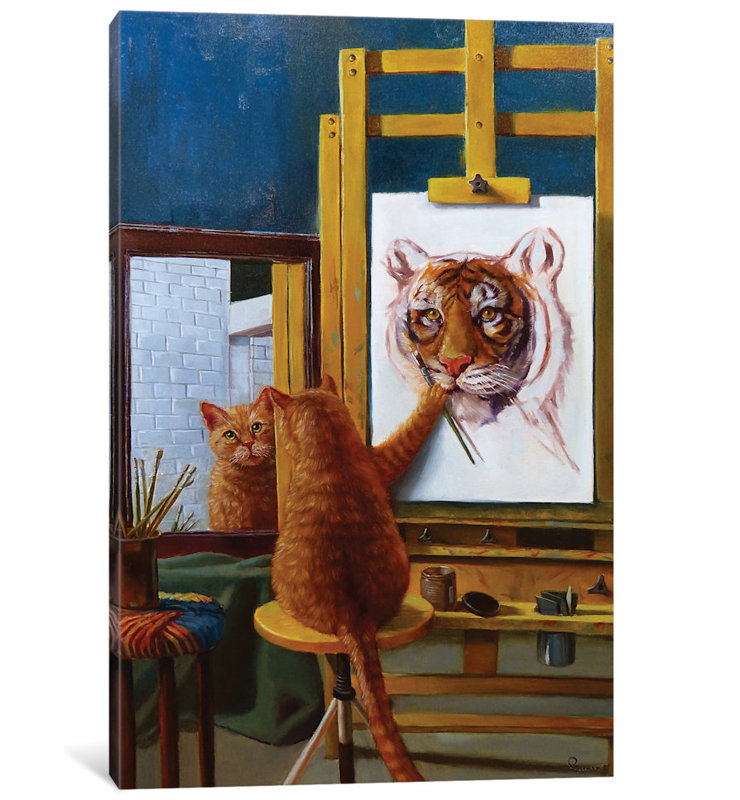 « norman catwell », peinture sur toile tendue, H 12 po x l 8 po x P 0,75 po