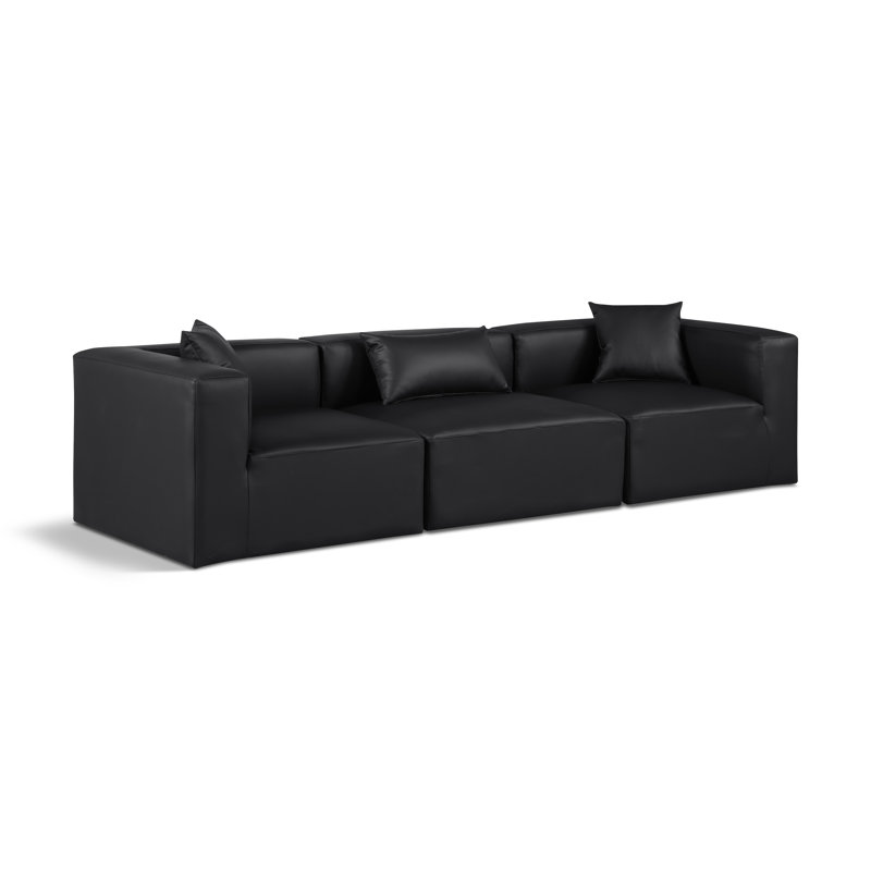 Houswerth Upholstered Sectional Reversible, Black Vegan Leather