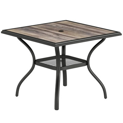 Modern Patio Table With Storage, Steel And Plastic, Versatile Outdoor Dining