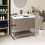 30 po X P 20 po P x 33 po Meuble-lavabo autoportant simple H en chêne brun avec plateau en acrylique blanc