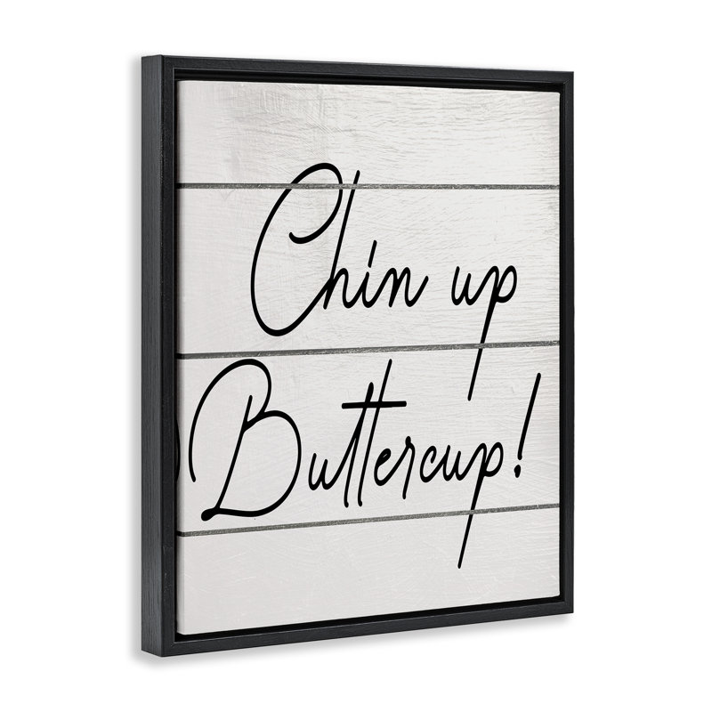 «Chin Up Buttercup», art mural encadré noir sur toile flottante par Ziwei Li, Cadre flottant noir de jais, H 21 po x l 17 po