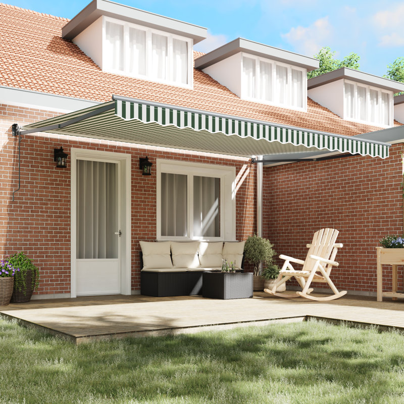 Awning, 450 cm W x 300 cm D, Green Striped