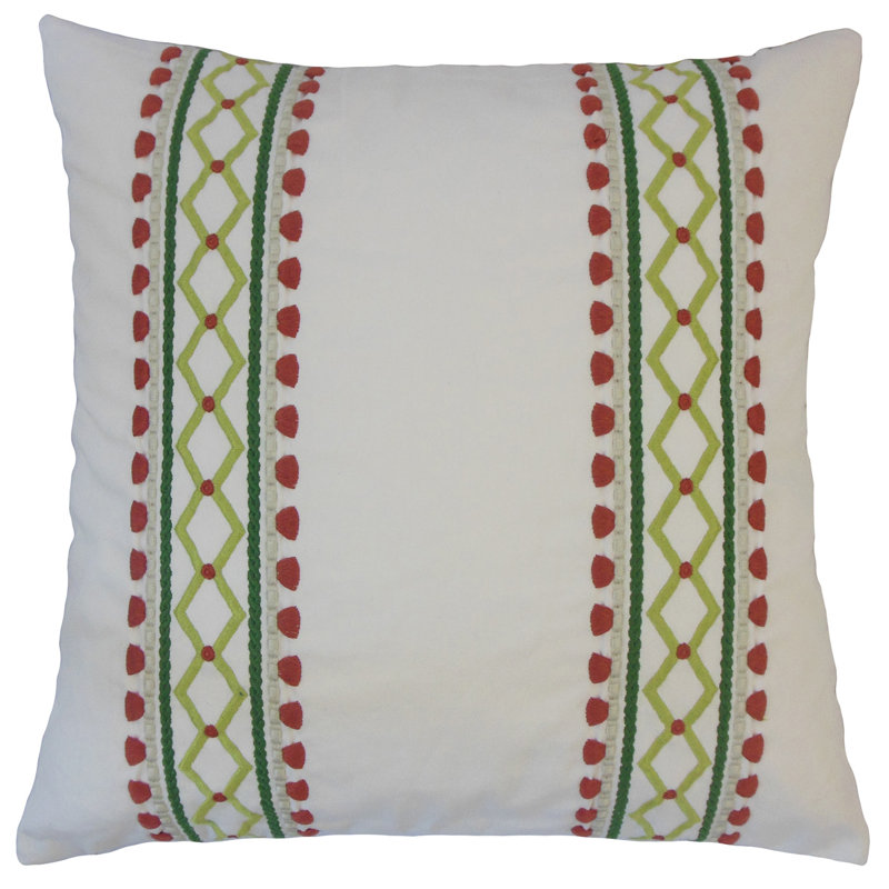 Coussin 100% coton Rawiya, 20 po x 20 po, Rhubarbe