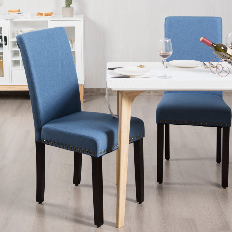 Breda 21.00'' H Linen Upholstered Side Chair, Blue