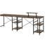 Bureau en L industriel avec tablette de rangement, couleur noyer