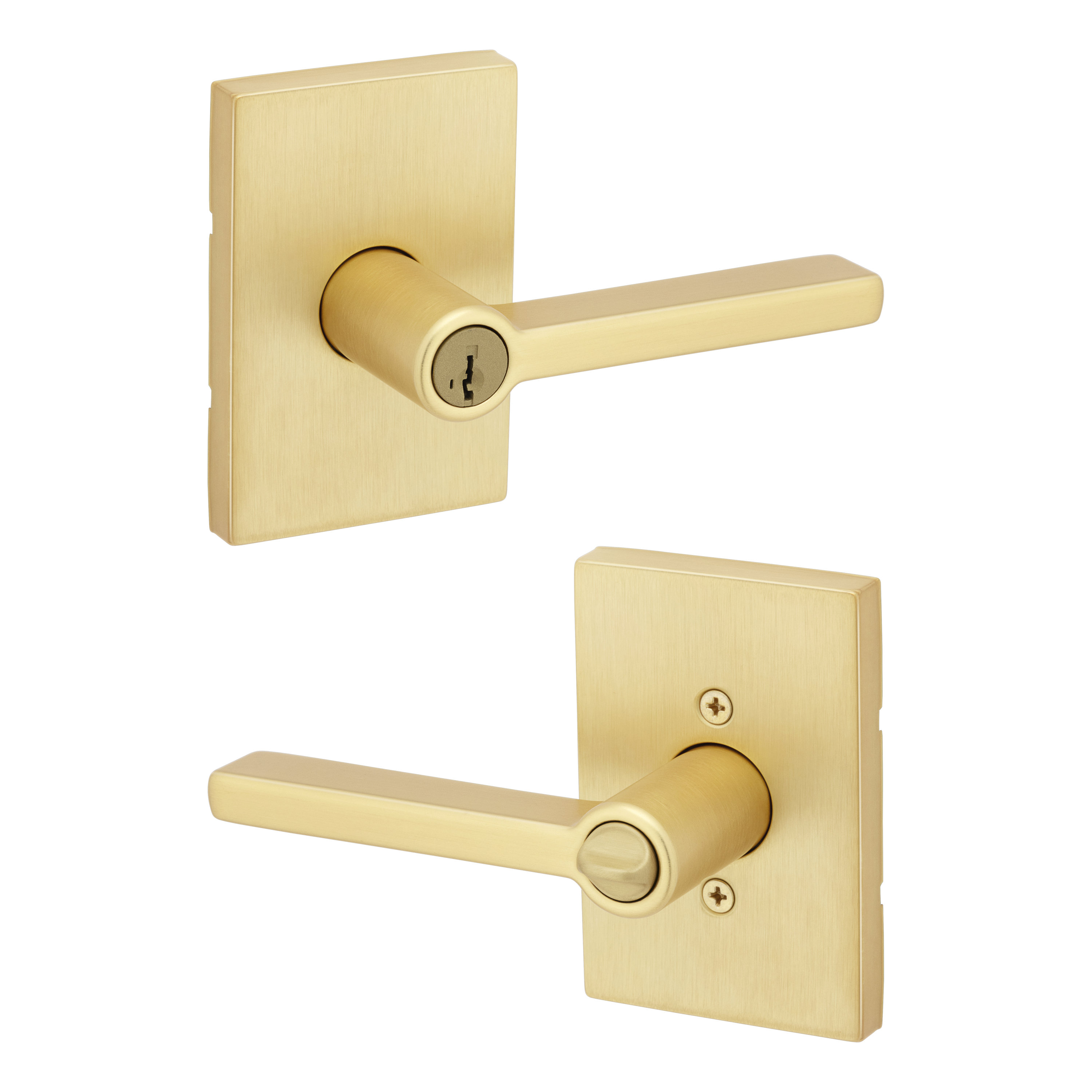 Kwikset Halifax Lever (Rectangle) - Keyed - featuring SmartKey in Satin ...