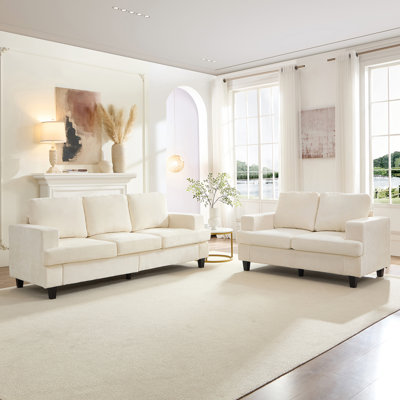 2-Piece Chenille Sofa Set with 3-Seater & Loveseat