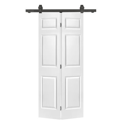 Paneled MDF Composite Bifold Barn Door with Installation Hardware Kit