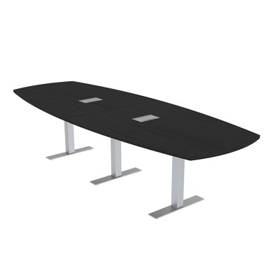 Table de conférence Arc Boat avec bases en T en métal et modules de données
