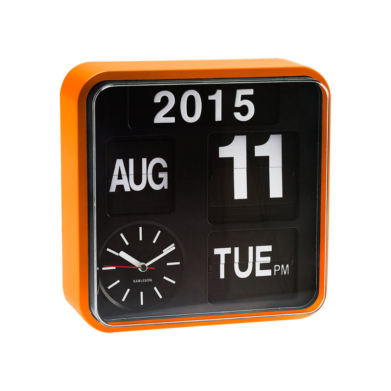 Mini Flip Wall Clock, Orange