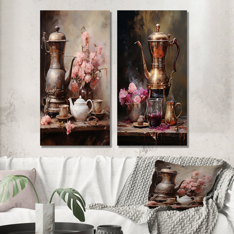 Ensemble de salon 2 pièces Pink Elegance Tea Still Life, H 32 po x l 32 po