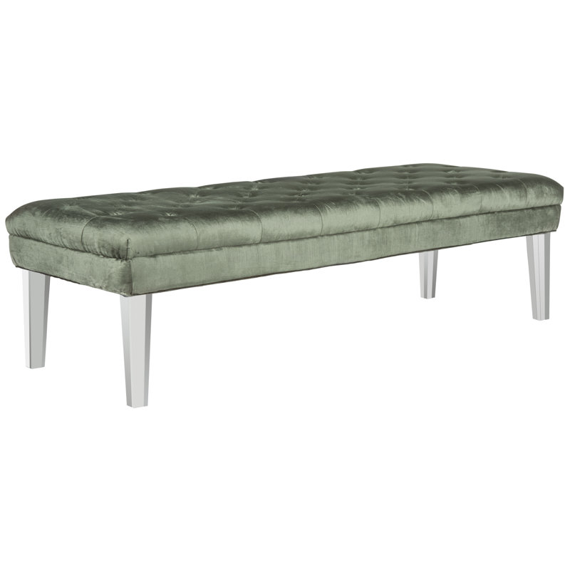 Cotton Blend Upholstered Bench, Gray