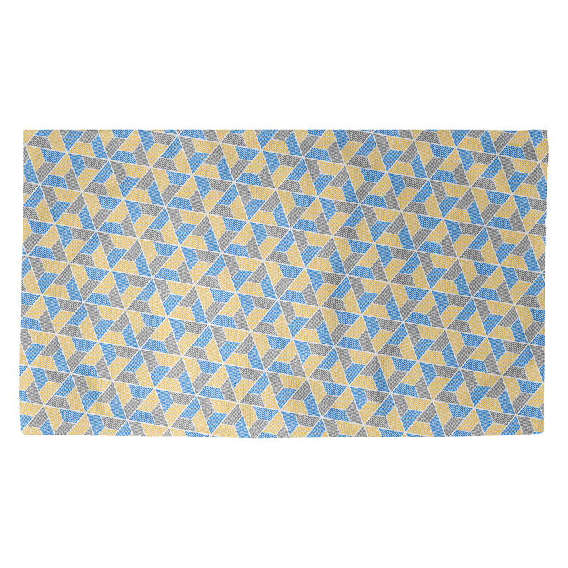 Tapis jaune/bleu trapézoïdals Avicia, Rectangle 3 pi 3 po x 5 pi 3 po