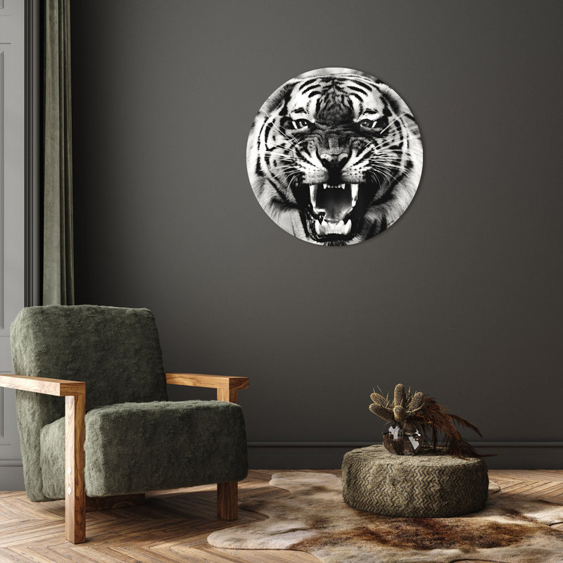 Wild Tiger Round Acrylic Art by Oliver Gal, 16" H x 16" W
