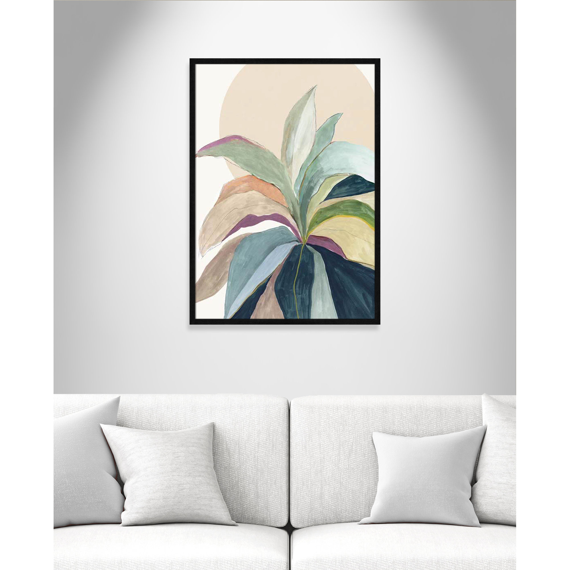 Sunny Bright Leaves II by Asia Jensen, Black Slim Unmatted Picture Framed, 35.5" H x 25.5" W x 0.75" D