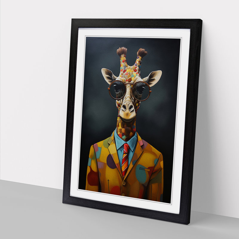 Giraffe Dadaism - Framed Print, Black Framed, 34cm H x 25cm W
