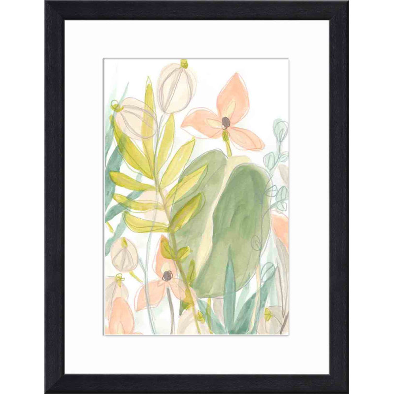 «Island Flora II» par June Erica Vess - peinture encadrée, H 36 po x l 36 po, Noir