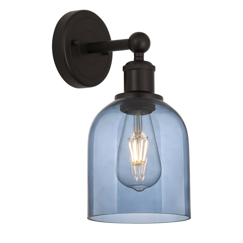 Applique murale 1 lumière 6 "Edison Allysson, Bleu princesse, Bronze huilé
