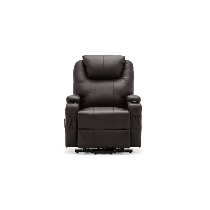 86cm Wide Lift Assist Home Theatre Recliner with Massager, Dual Motor Lift Assist, Brown
