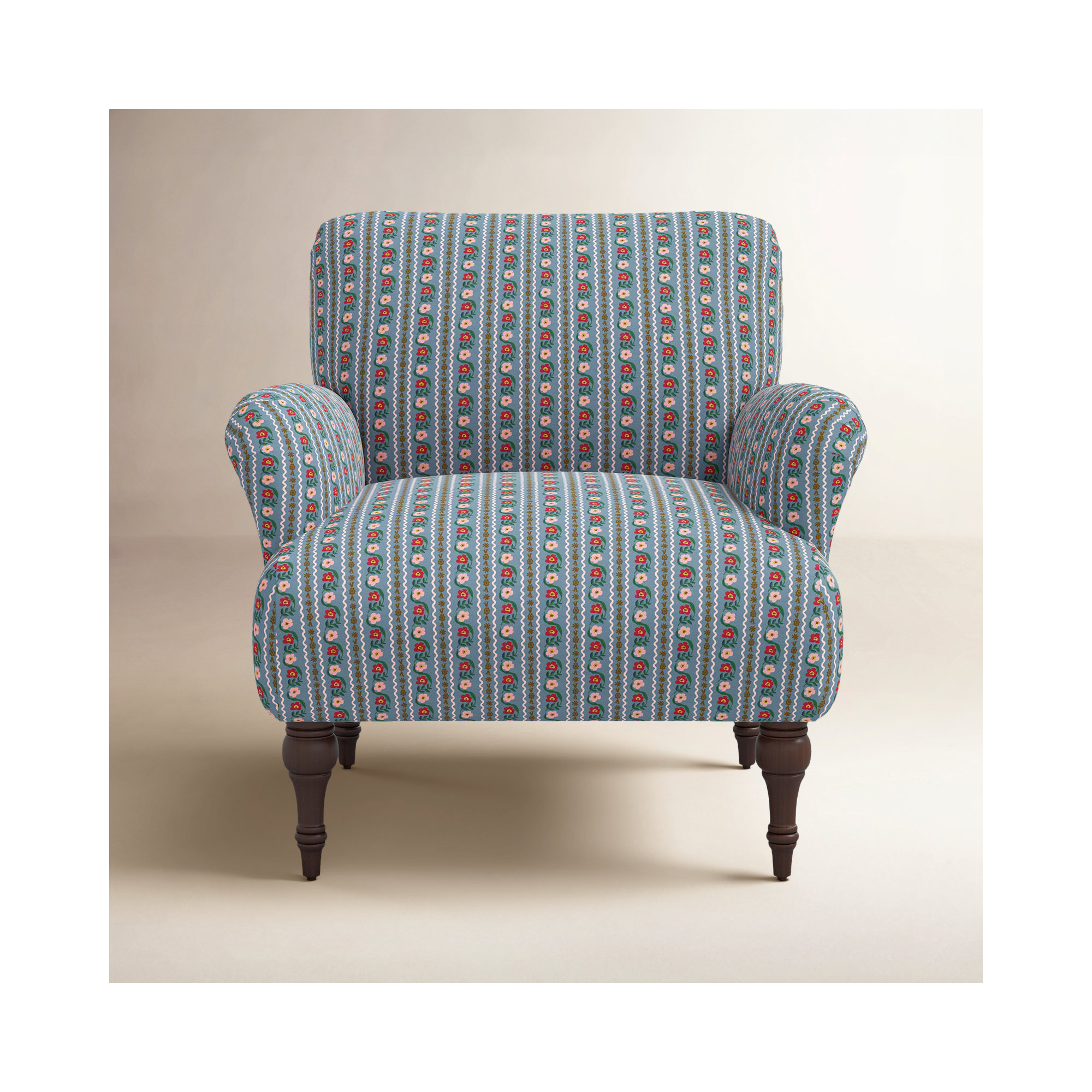 Rifle Paper Co. x Cloth & Company Bristol Armchair, Delphine Slate, Espresso