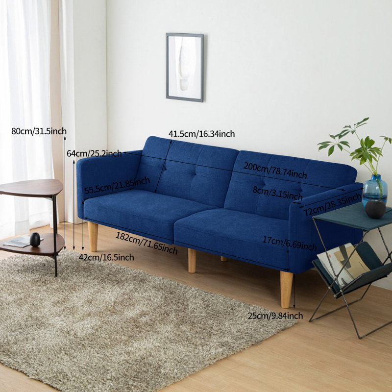 THREE SEATER SOFA BED , Blue Velvet