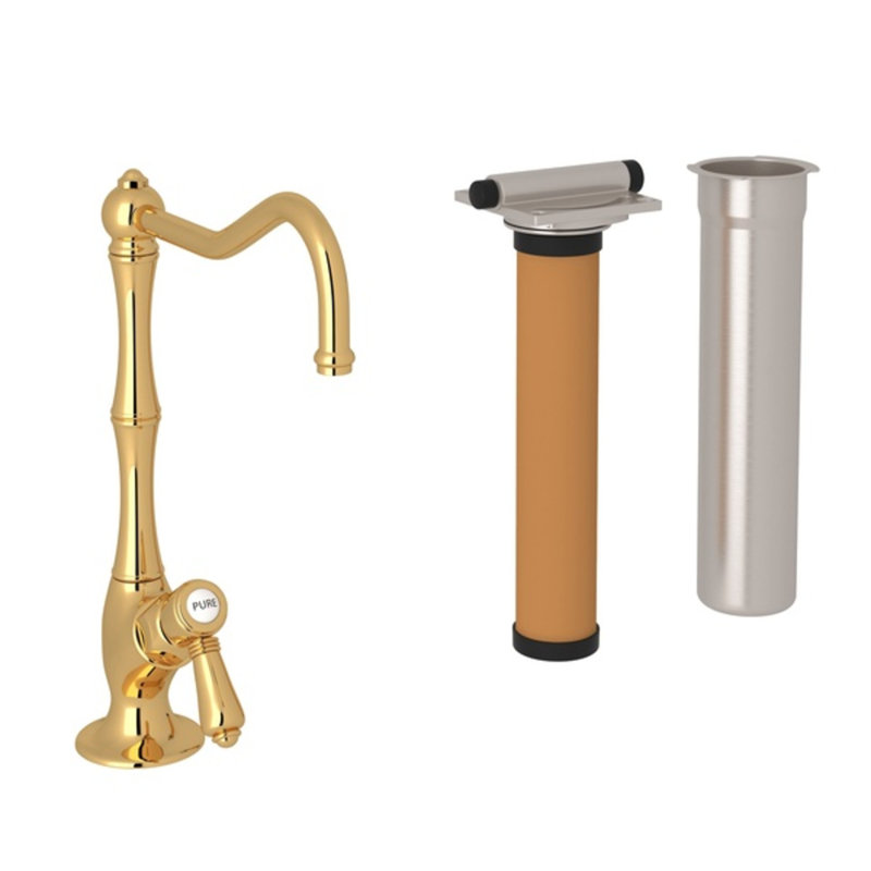 Acqui® Filter Single Handle Kitchen Faucet, Metal mini lever, Italian Brass