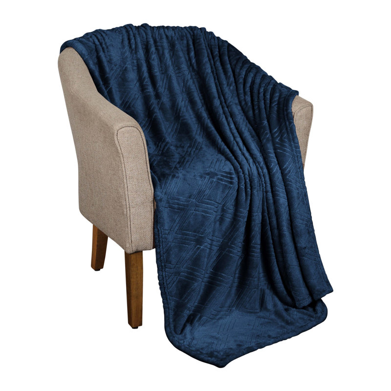 Couverture molletonnée en polyester moelleux Alaska, Marine, Jeté