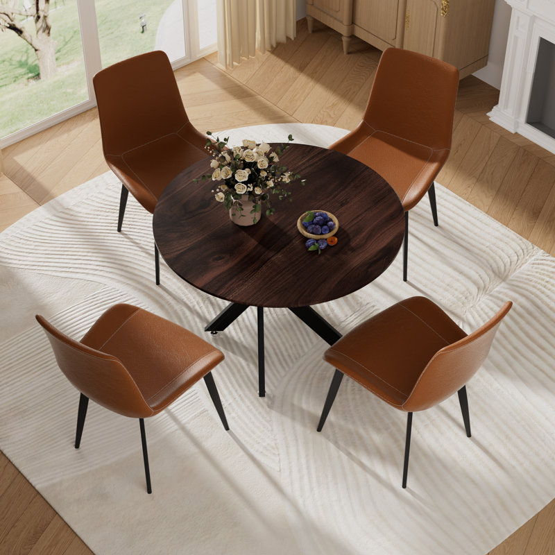 Ensemble de salle à manger 5 pièces, H 29,6 po x L 36 po x l 36 po, Brun, Brun