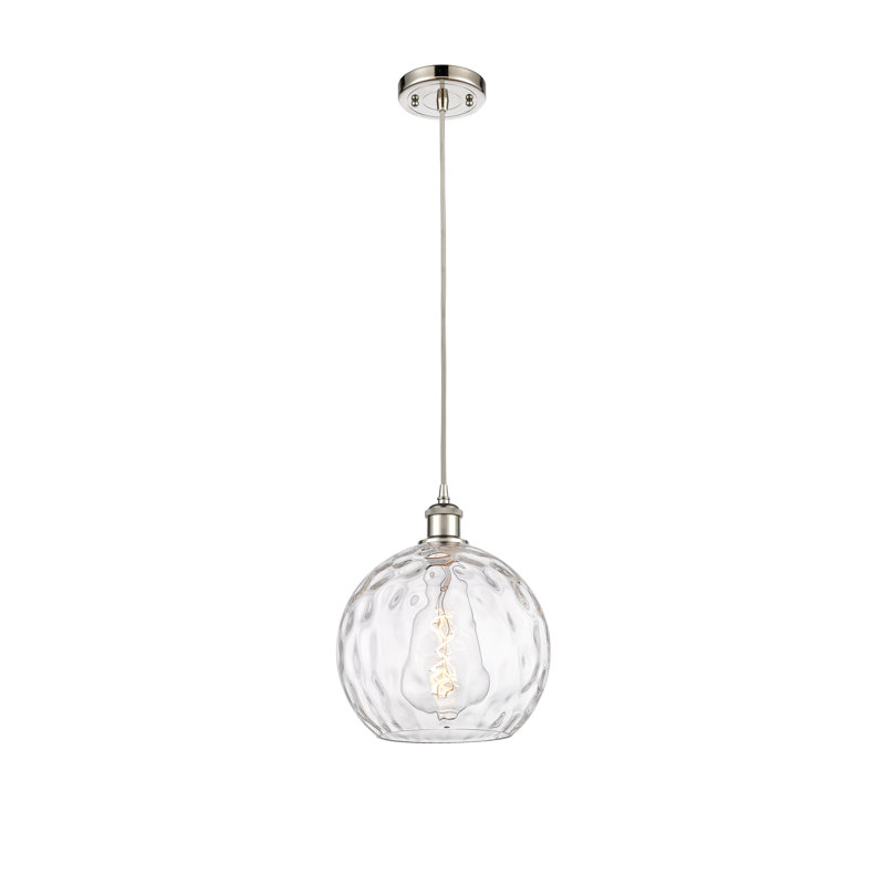 Luminaire suspendu sphère 1 lumière Roxane, H 13 po x l 10 po x P 10 po, DEL, Nickel poli