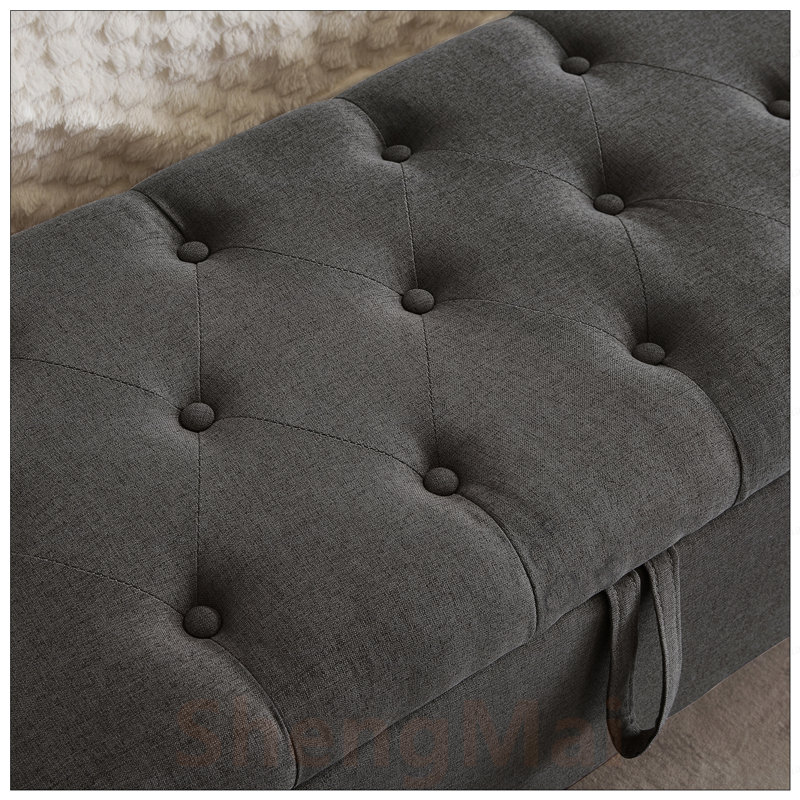 Banc de rangement avec repose-pieds avec charnière de sécurité, capacité de poids de 350 lb, sièges de hall d'entrée rembourrés pour la chambre à coucher et le salon
