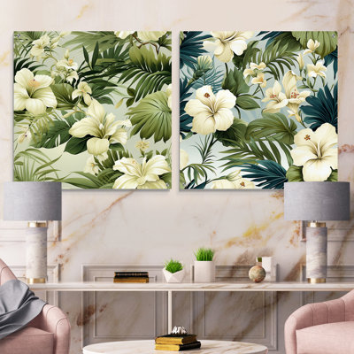 Neutre oasis Iii motif tropical - ensemble d'art mural acrylique sur verre bord de mer tropical