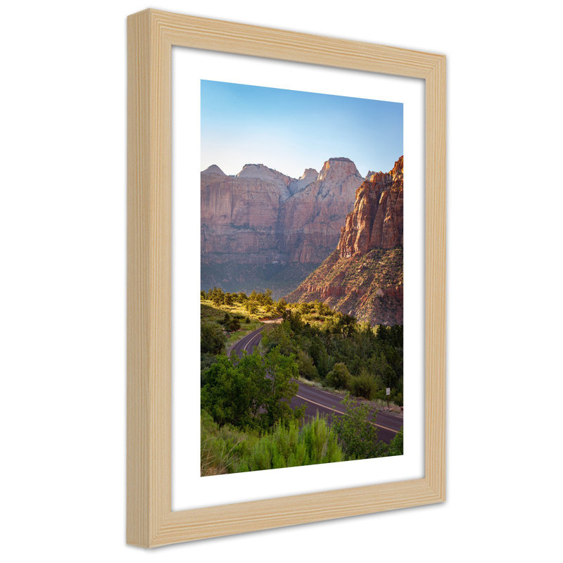 Mountain Road - Single Picture Frame Print, Tan, 100cm H x 70cm W