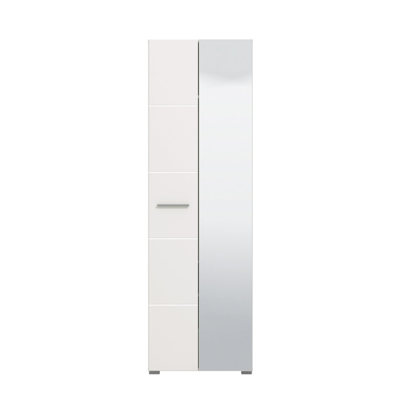 Jasdeep 2 Door Manufactured Wood Wardrobe, White/White High Gloss