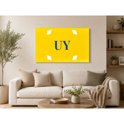 Monogramme de diamant de luxe du drapeau de l'Uranda - blanc jaune bleu - art mural sur toile