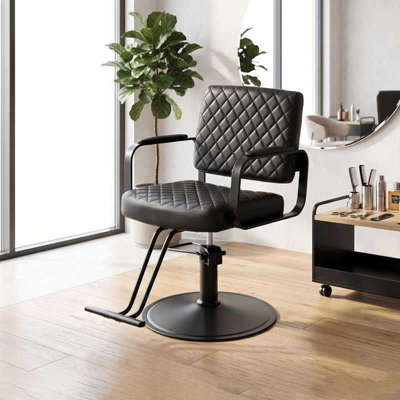 Fauteuil de salon réglable et pivotant à 360° avec repose-pieds, Black